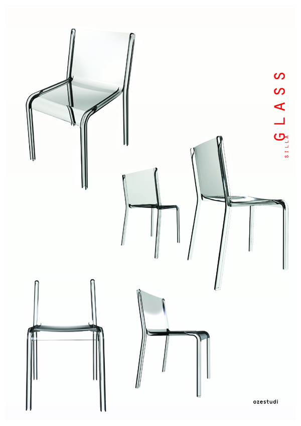 Silla Glass, policarbonato transparente. Diseño de José Manuel Mateo.